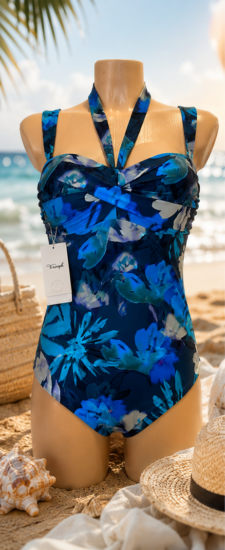 Triumph Summer Fleur OPD niebieski strój kąpielowy w kwiaty - przód