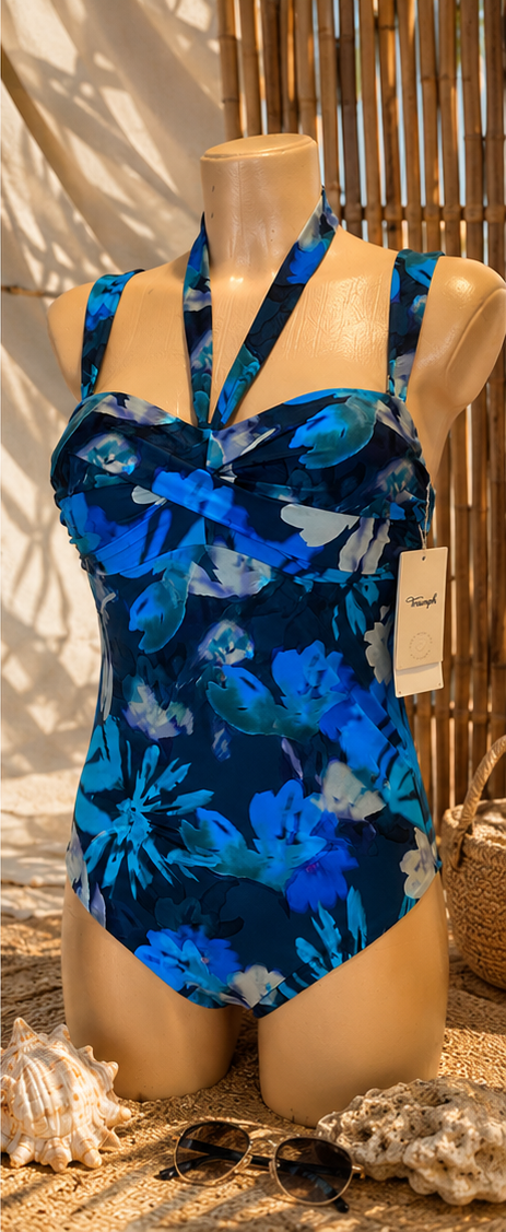 Triumph Summer Fleur OPD niebieski strój kąpielowy w kwiaty - bok