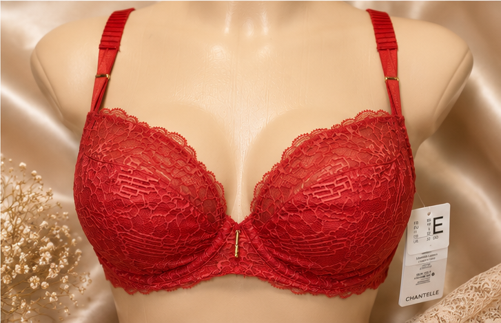 Chantelle 13L14H red lace bra 70E - front