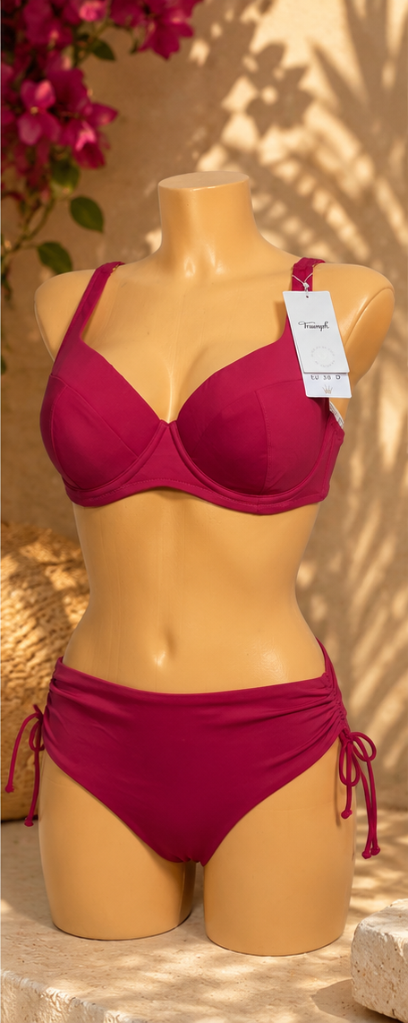 Dwuczęściowy strój kąpielowy bikini w kolorze magenta - przód