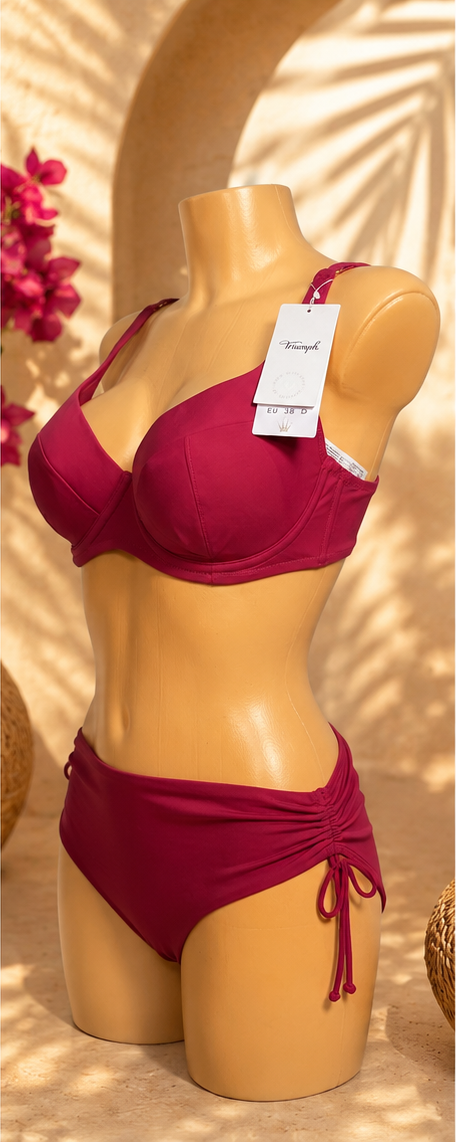 Dwuczęściowy strój kąpielowy bikini w kolorze magenta - bok