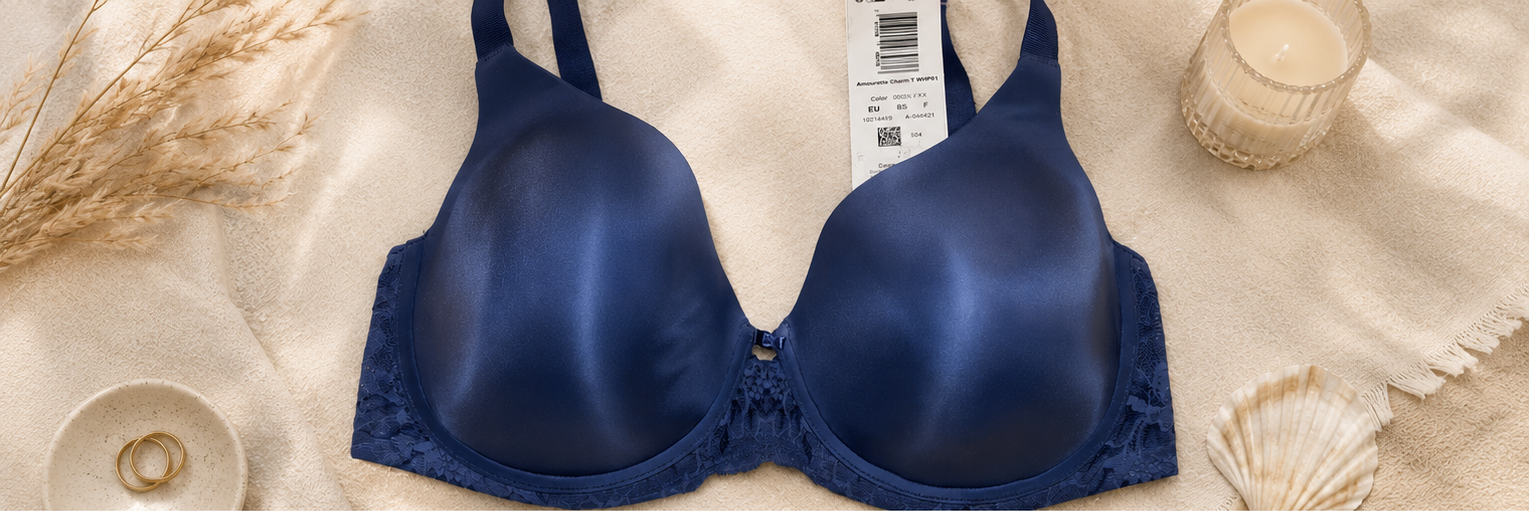 Perłowo-niebieski biustonosz Triumph Amourette Charm T WHP01 85F - szerokie ujęcie z przodu
