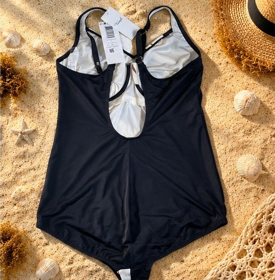Triumph black and cream one-piece swimsuit - back