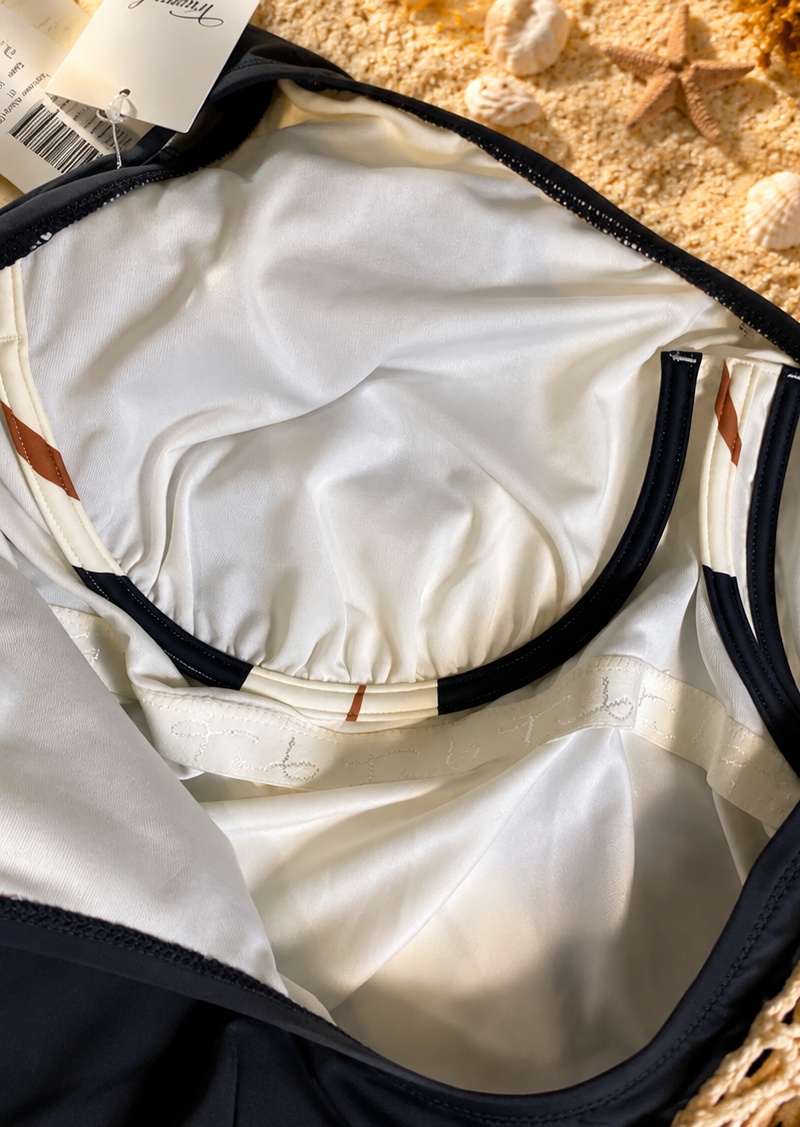 Triumph black and cream swimsuit - cup interior detail