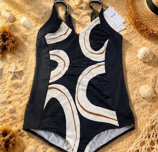 Triumph black and cream one-piece swimsuit - front
