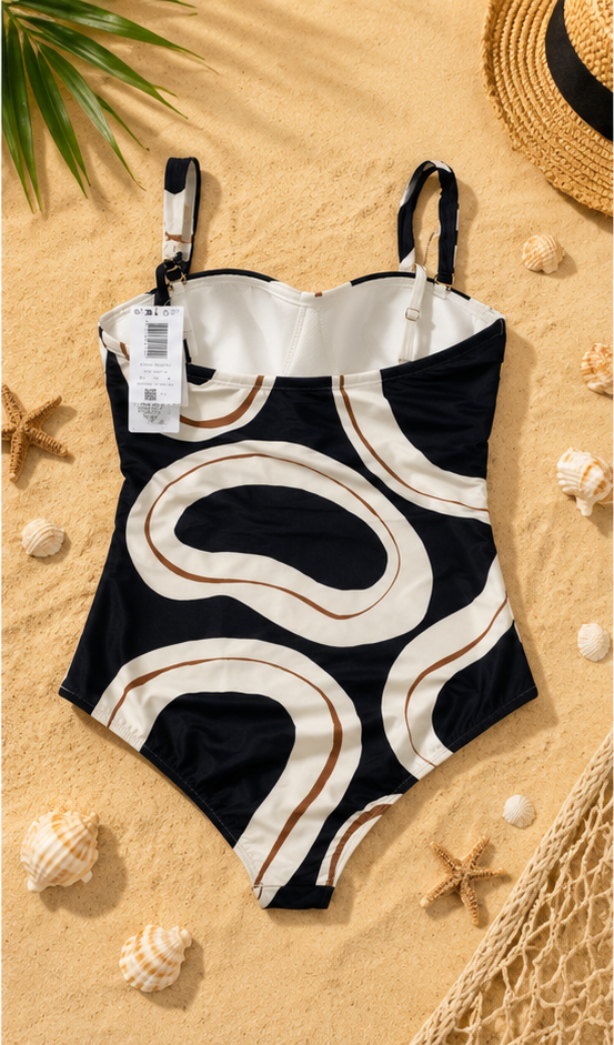 Czarno-kremowy jednoczęściowy strój kąpielowy Triumph Summer Allure OPD 44B - tył