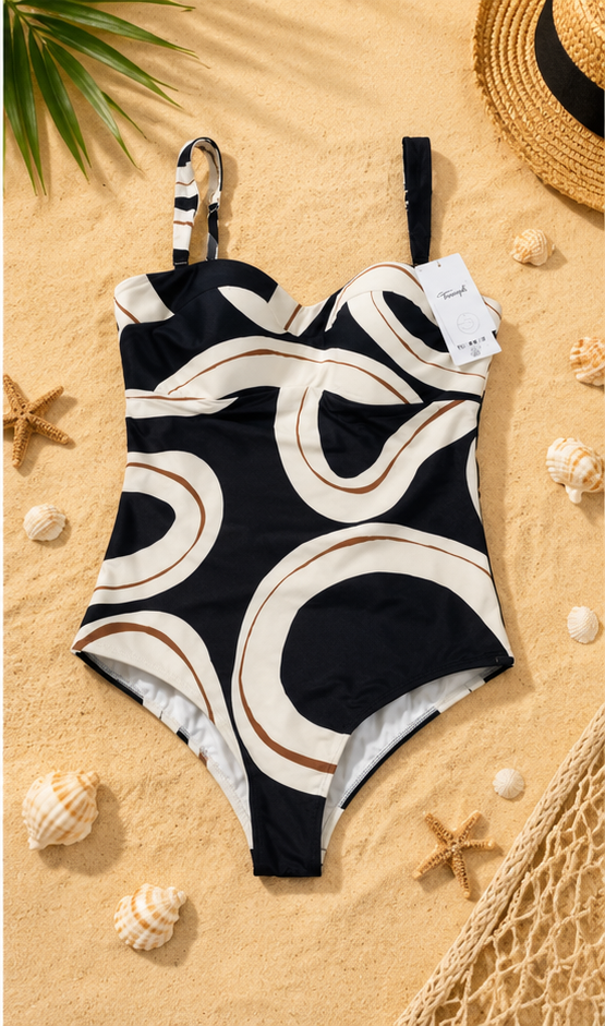 Czarno-kremowy jednoczęściowy strój kąpielowy Triumph Summer Allure OPD 44B - przód